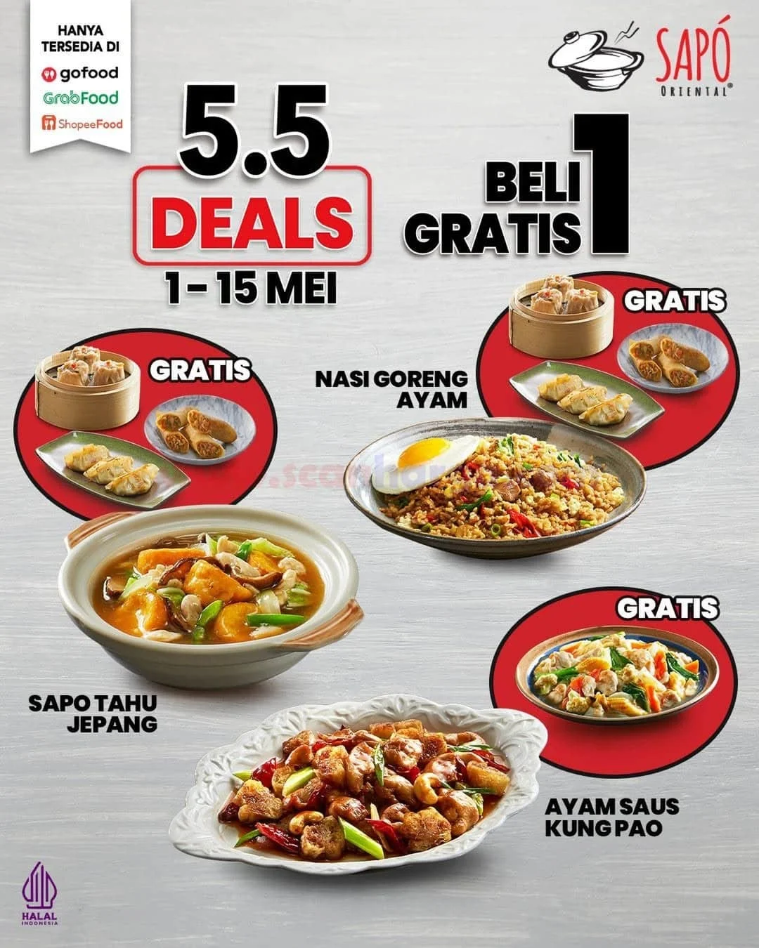 Promo Sapo Oriental 5.5: Nikmati Beli 1 Gratis 1 Spesial Mei