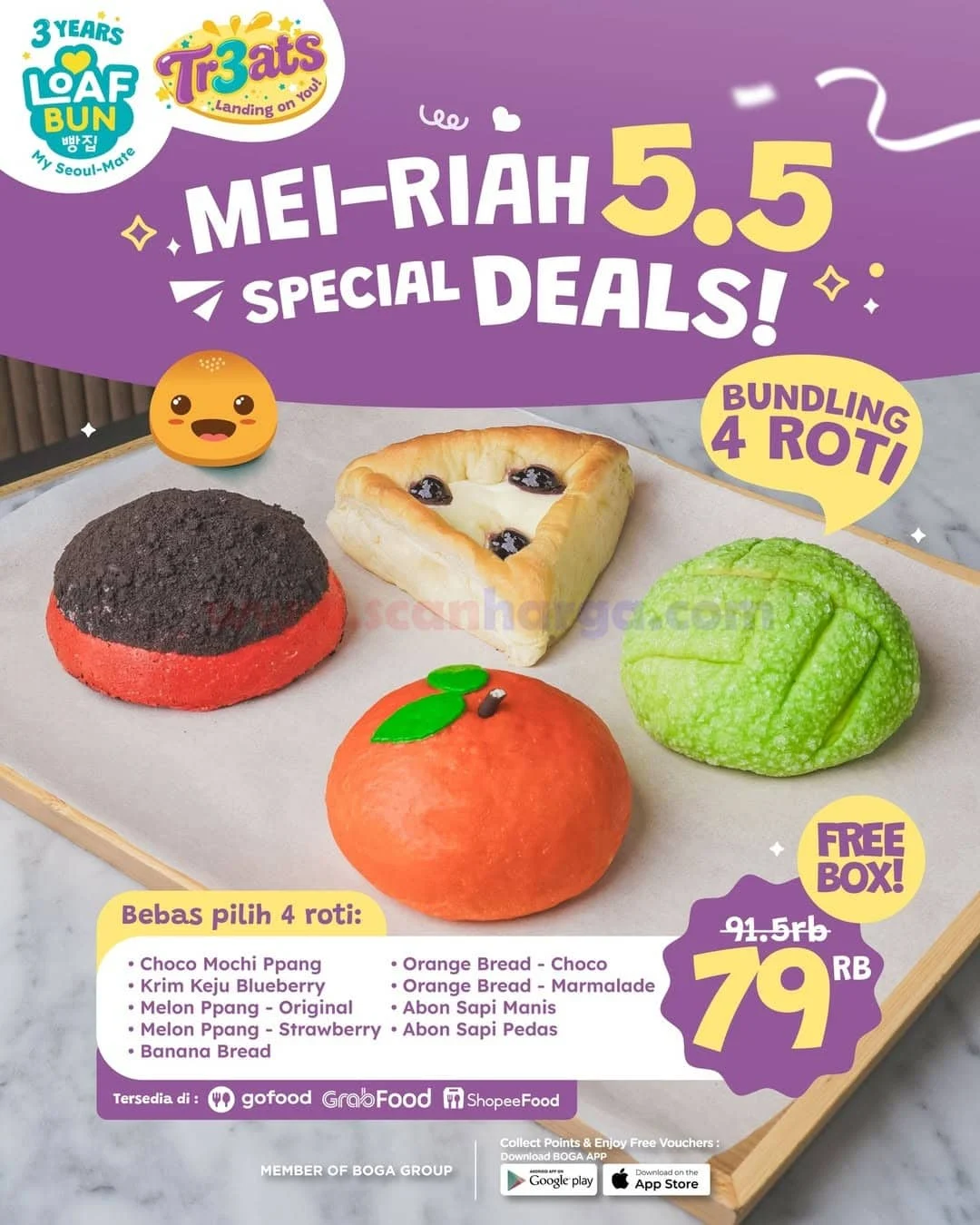 Promo Spesial 5.5 Loaf Bun: Bundling 4 Roti Hanya Rp 79 Ribu