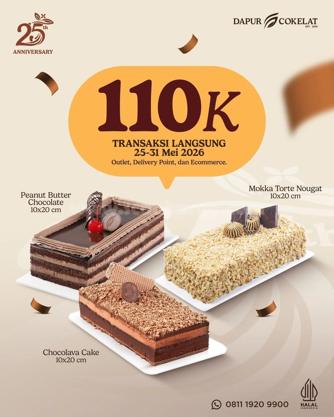 Promo Spesial Dapur Cokelat: Loaf Cake Rp. 110.000 di Ultah ke-25