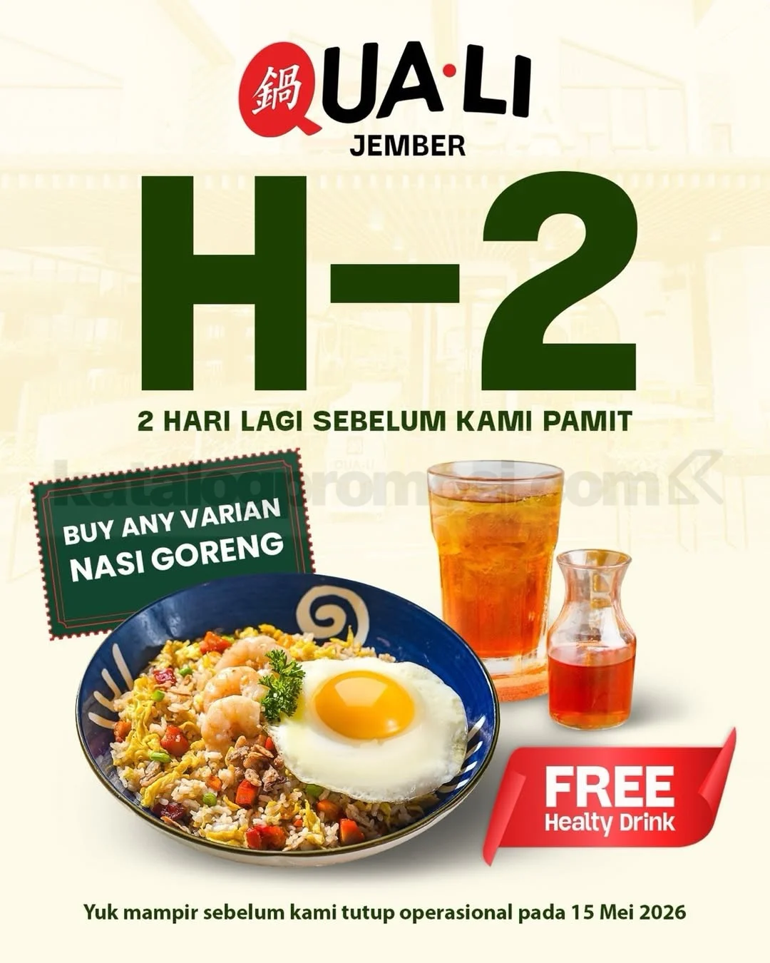 Promo Terakhir QUALI Jember: Nasi Goreng Gratis Minuman Sehat