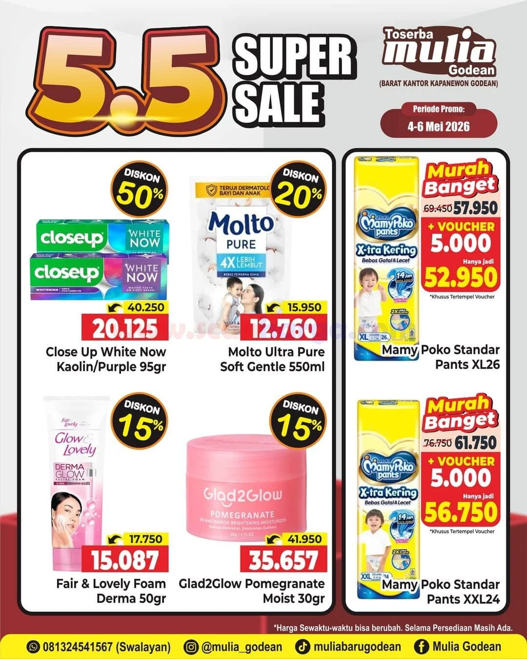 Promo Toserba Mulia Godean: 5.5 Super Sale Spesial 3 Hari!