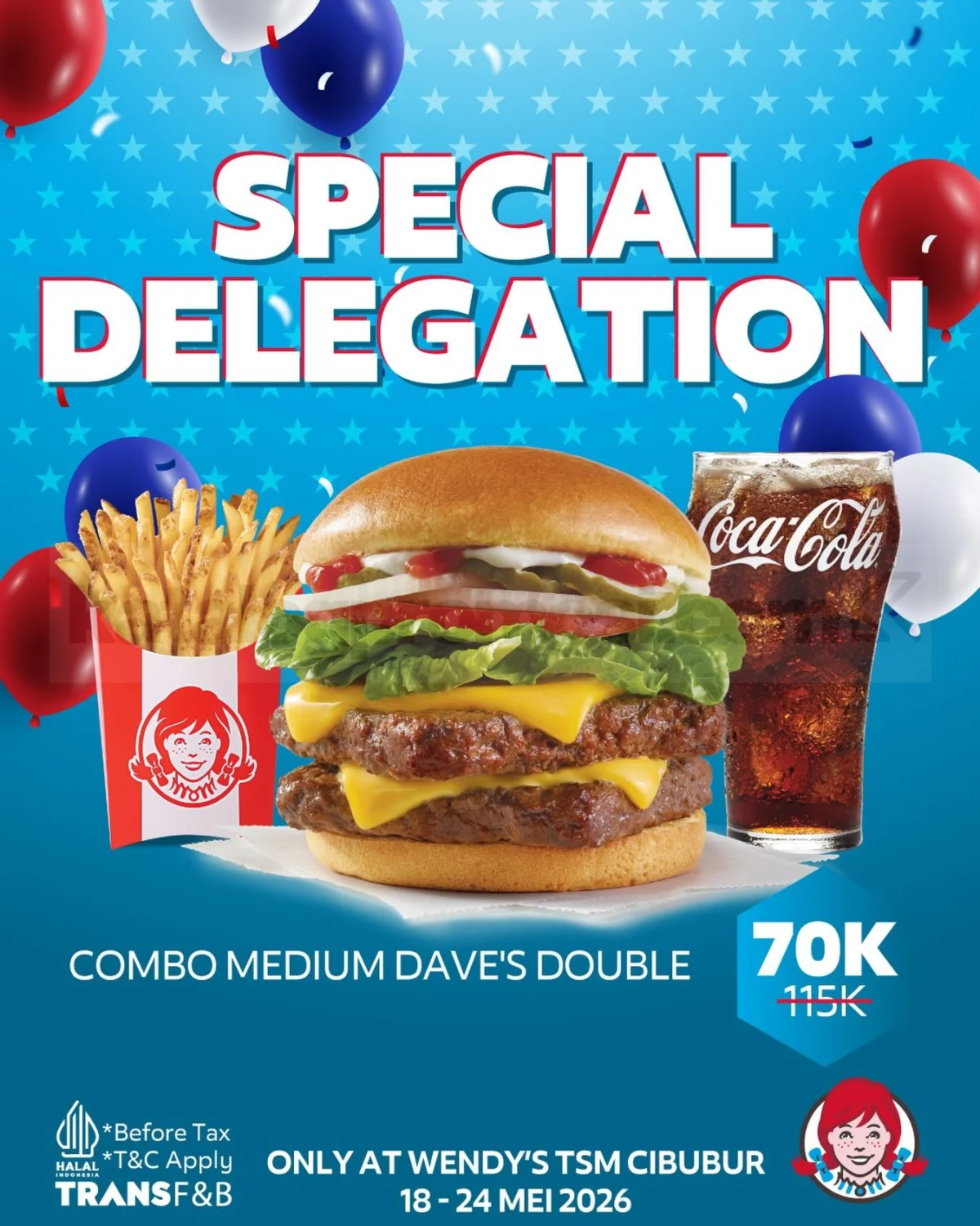 Promo Wendy's TSM Cibubur: Dave's Double Rp 70.000
