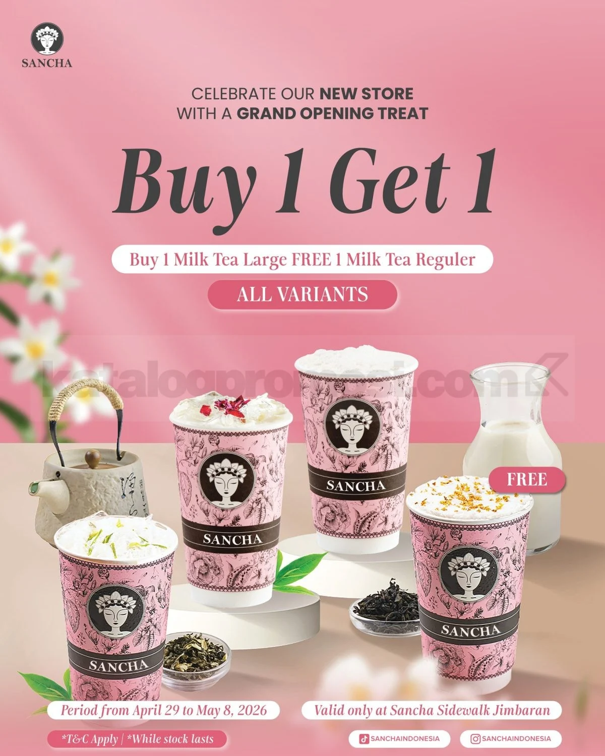 Sancha Jimbaran: Beli 1 Gratis 1 Milk Tea Edisi Pembukaan!