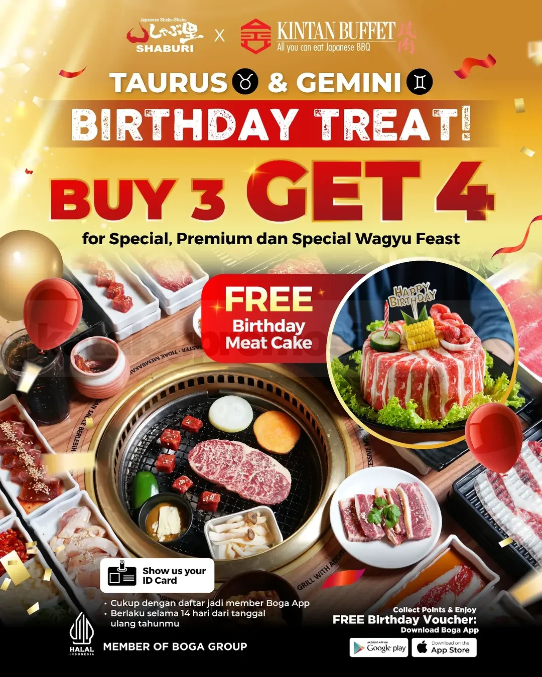 Shaburi & Kintan: Promo Ultah Buy 3 Get 4 untuk Gemini & Taurus