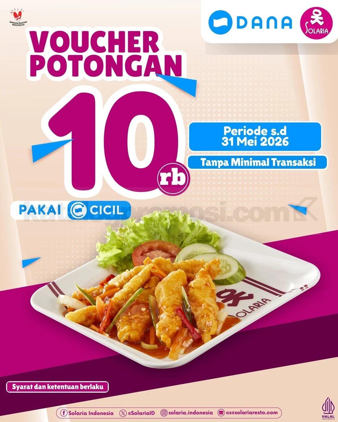 Solaria Tawarkan Diskon Rp10.000 via DANA Cicil Hingga Mei 2026