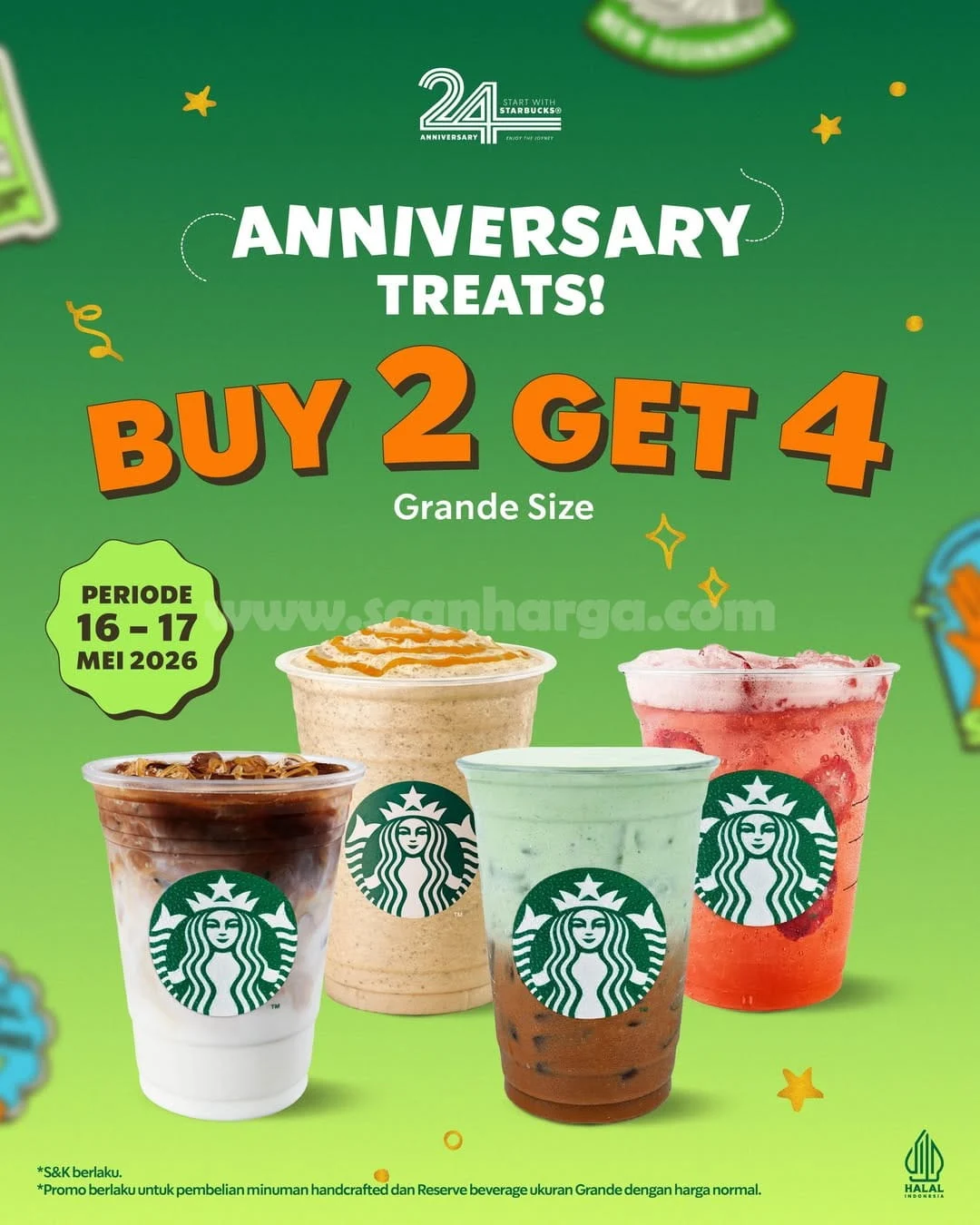 Starbucks Beri Kejutan Buy 2 Get 4 di Ulang Tahun ke-24