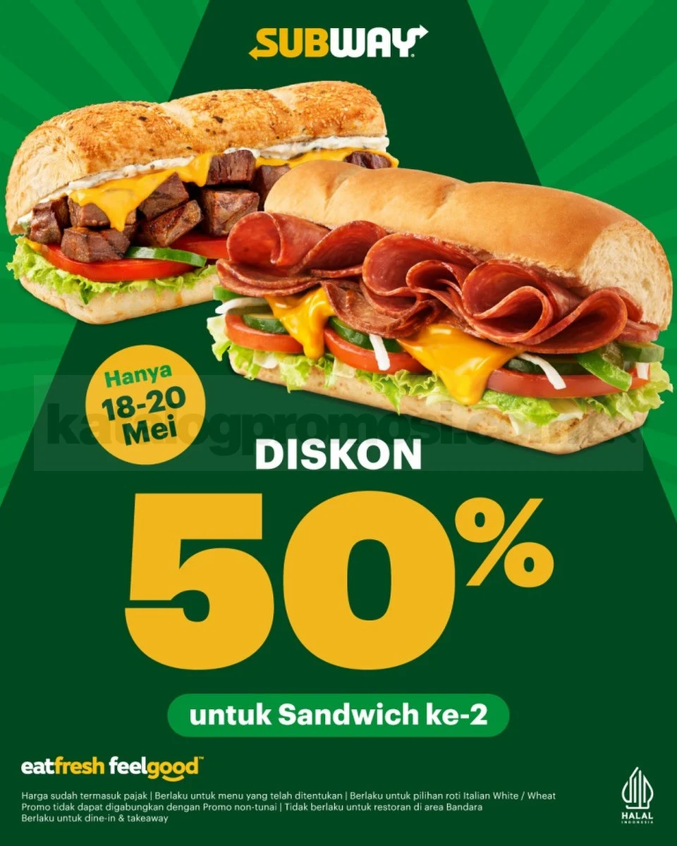 Subway Hadirkan Promo Spesial: Diskon 50% Sandwich Kedua!
