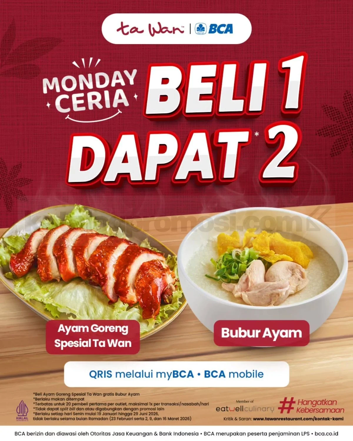Ta Wan: Promo BCA Monday Ceria Beli 1 Gratis 1