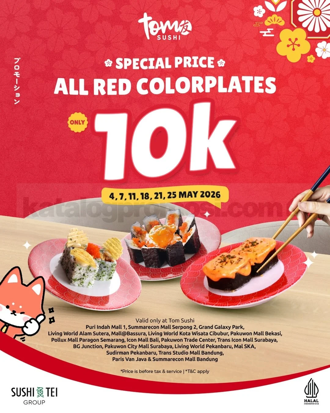 Tom Sushi: Sushi Hemat Rp10.000 di Piring Merah!
