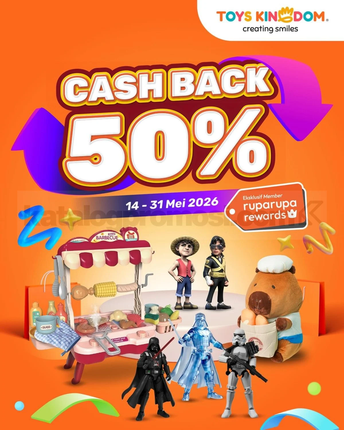 Toys Kingdom: Cashback 50% Voucher Rp50rb, Belanja Seru Makin Hemat!