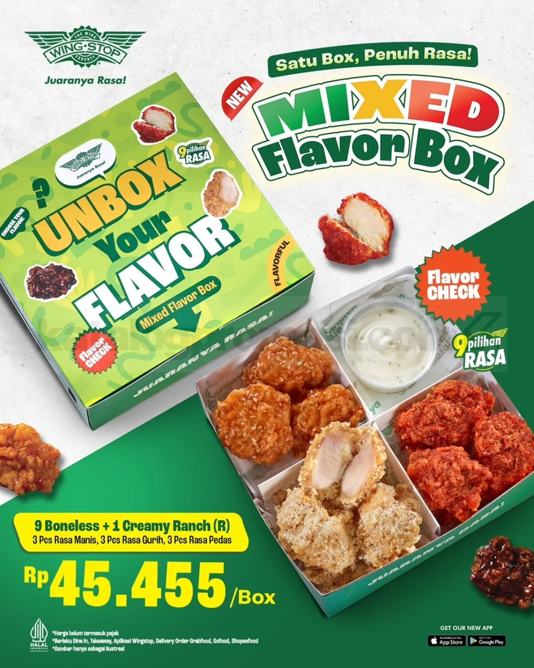 Wingstop Tawarkan Mixed Flavor Box 9 Boneless Rp45.455