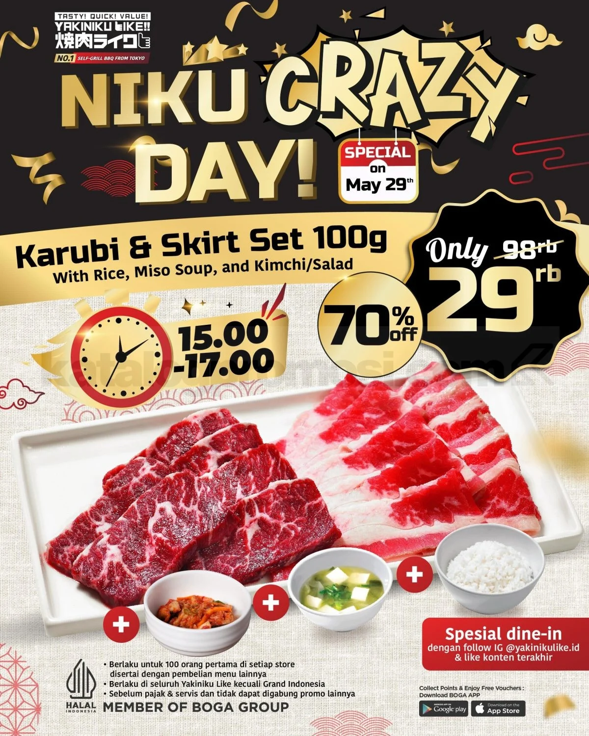 Yakiniku Like: Karubi Set Rp 29rb, Diskon 70%!