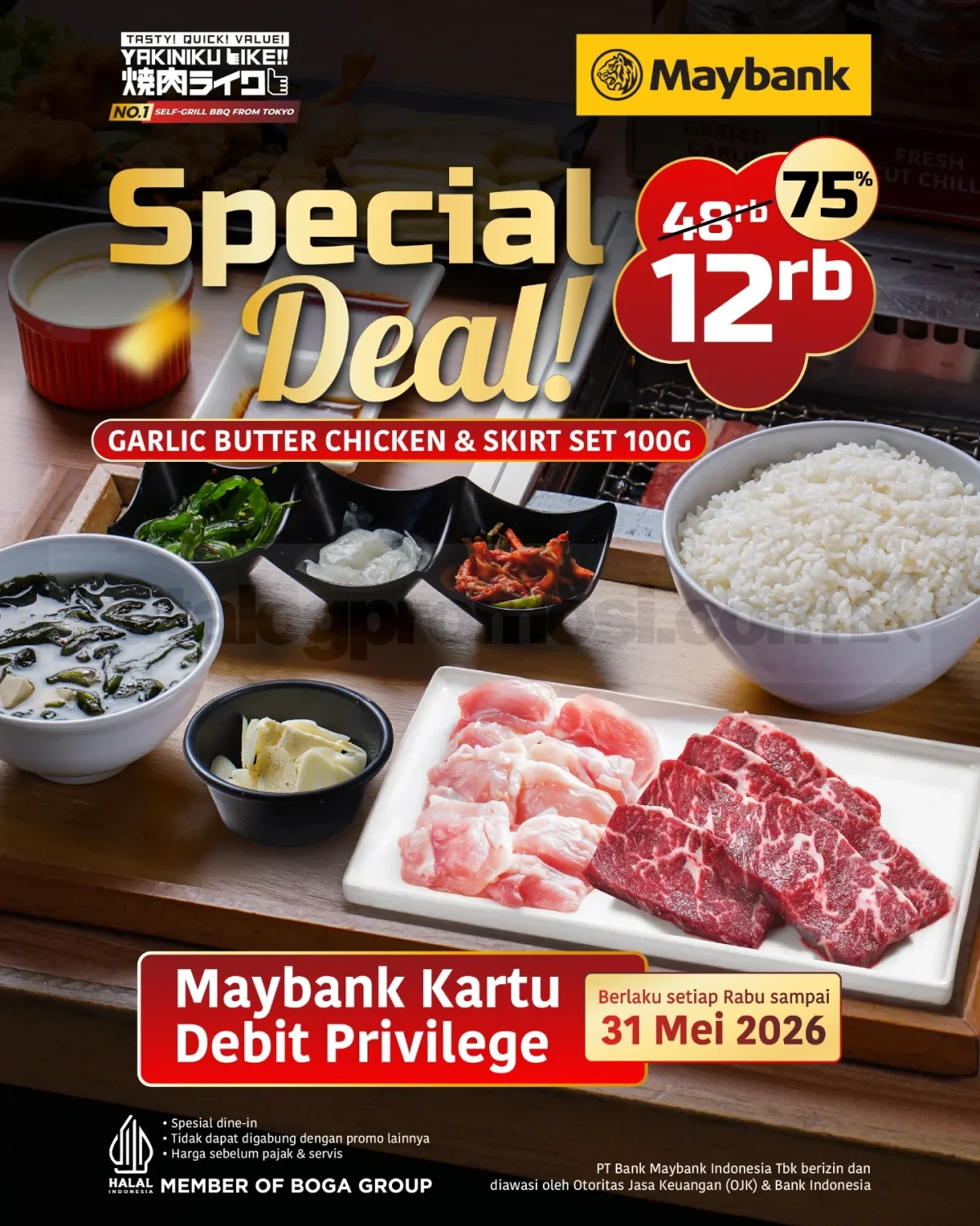 Yakiniku Like & Maybank: Garlic Butter Chicken Rp 12 Ribu!