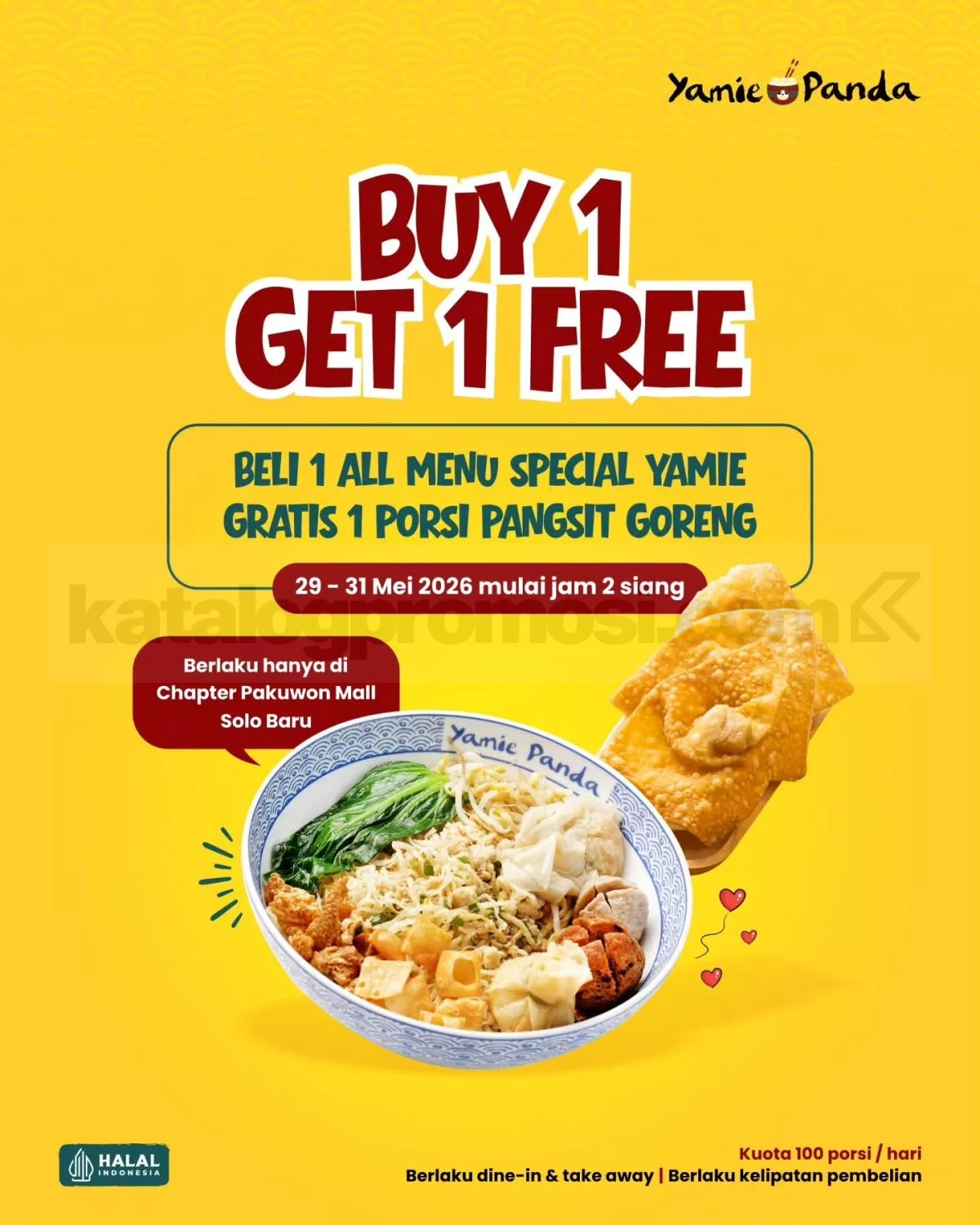 Yamie Panda Solo: Beli 1 Gratis Pangsit Goreng!