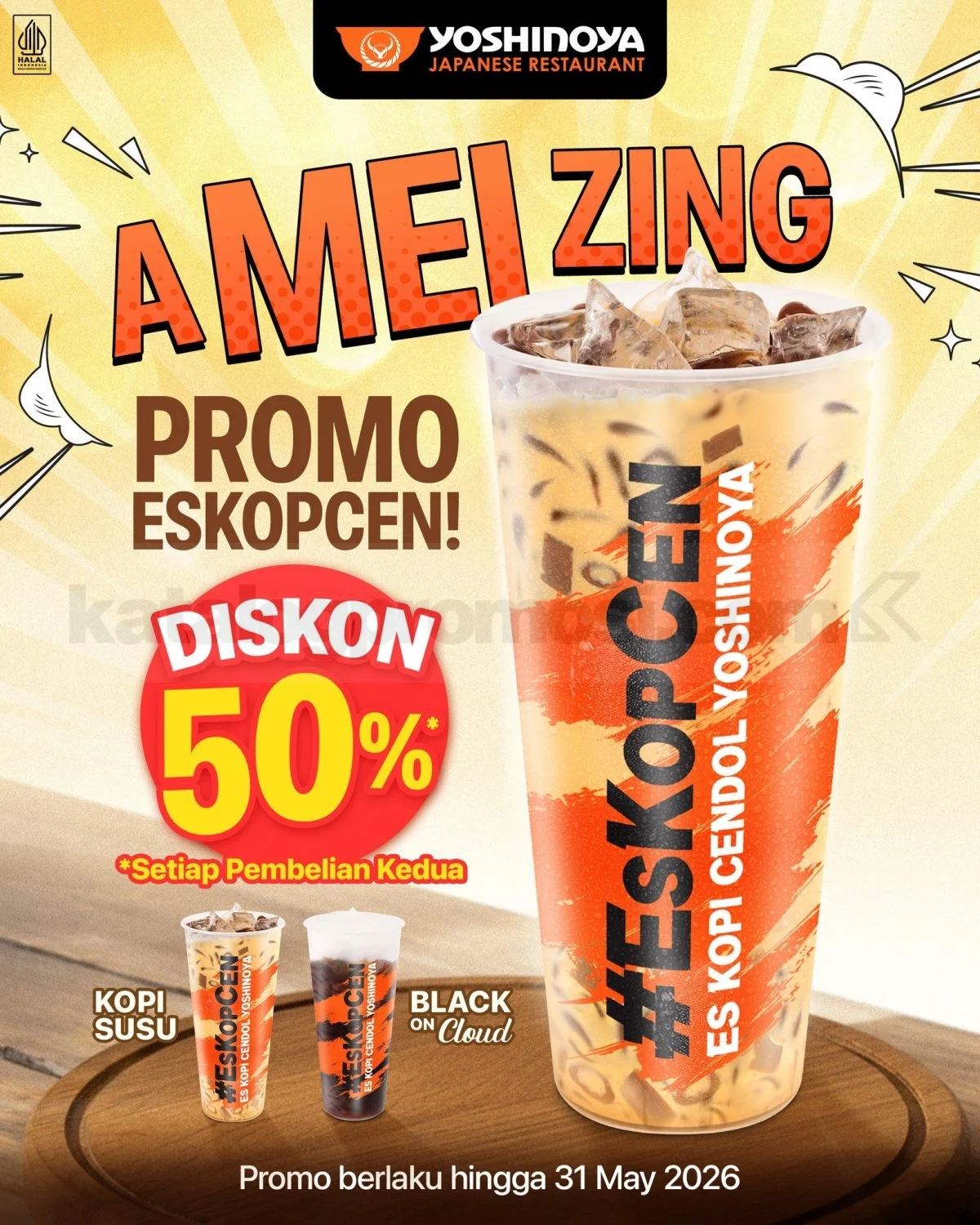 Yoshinoya: Beli Kopi Kedua Diskon 50% Hingga 2026