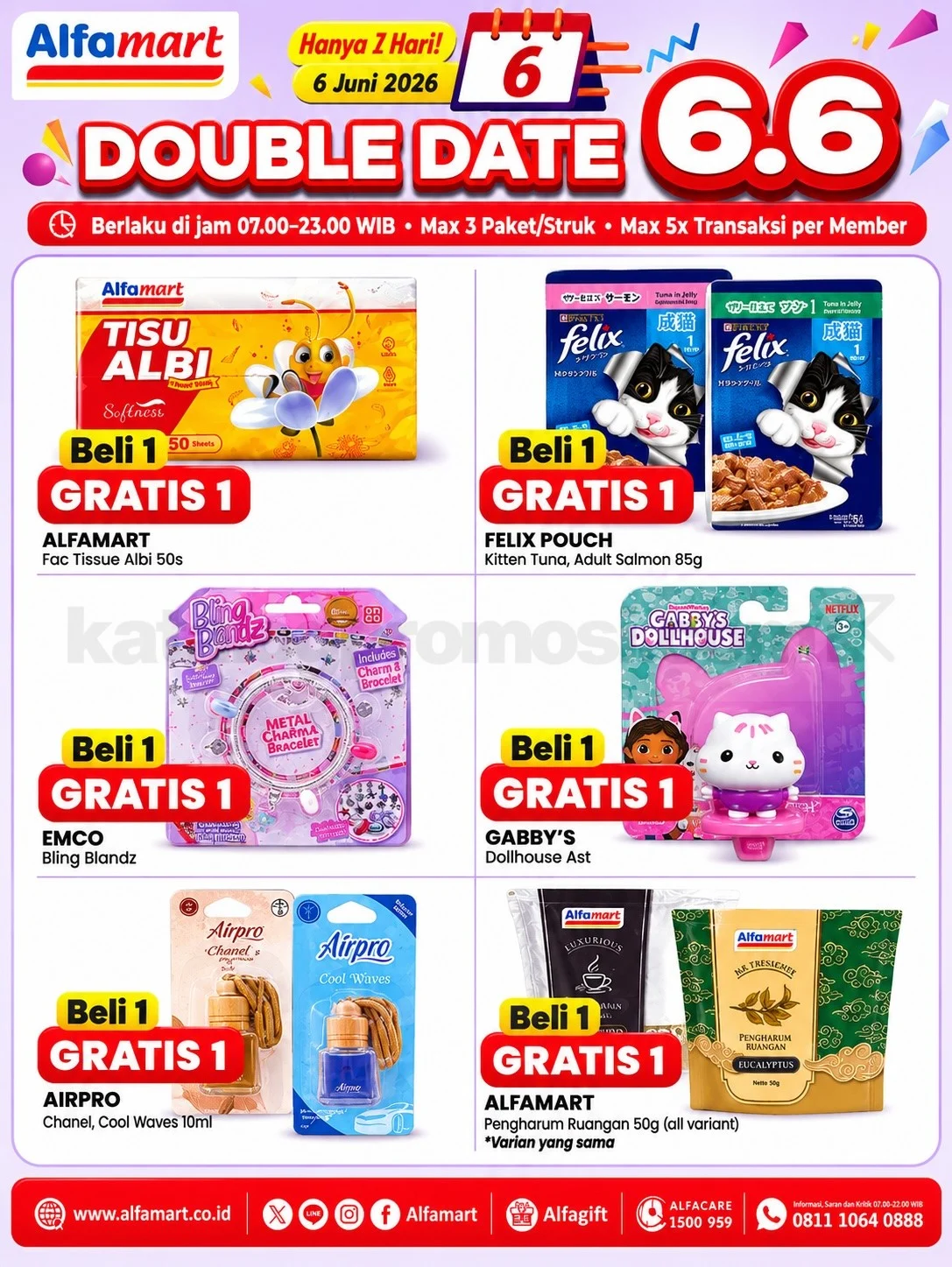 Alfamart 6.6 Double Date Sale: Beli 1 Gratis 1 & 2 Gratis 1!
