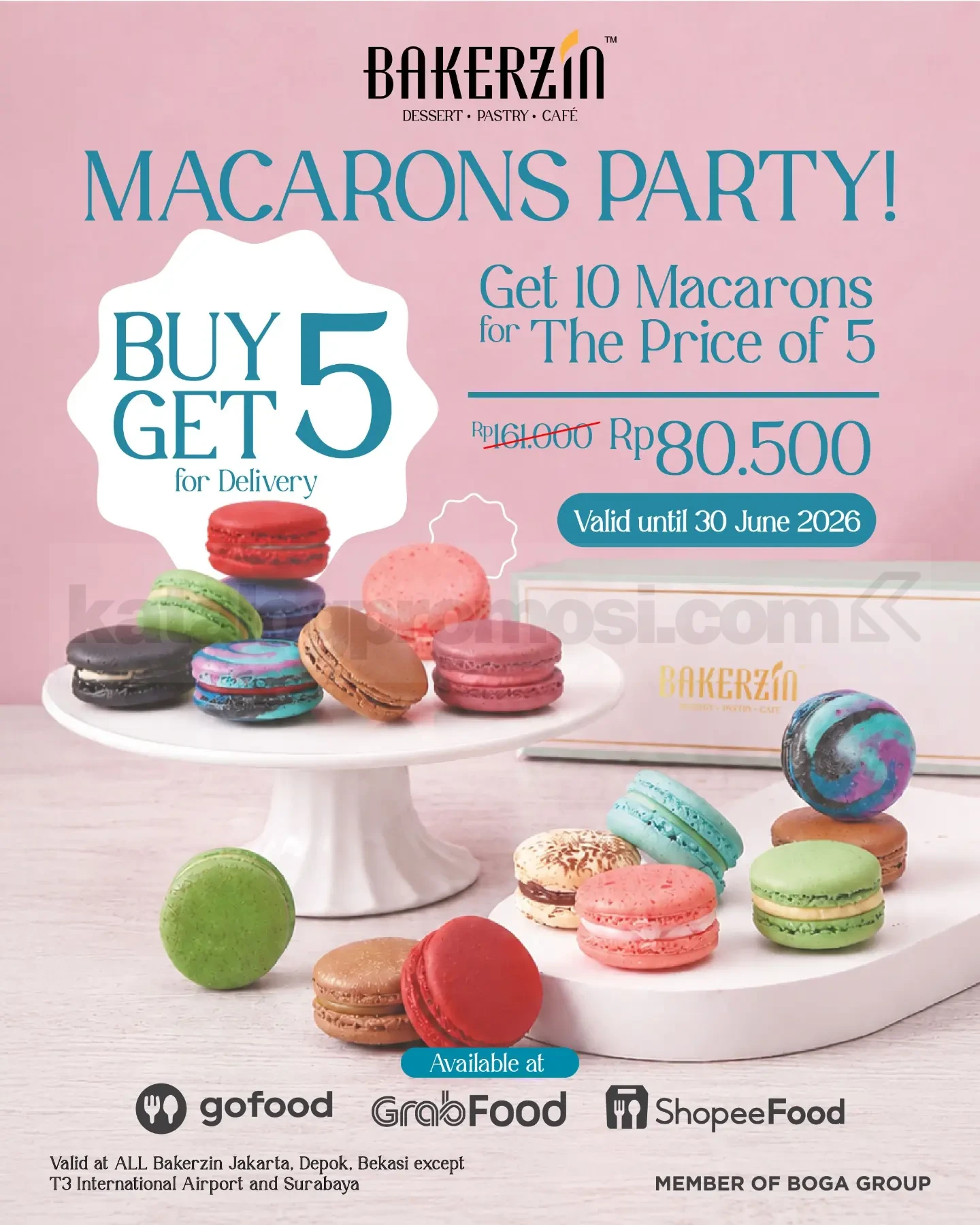 Bakerzin: Beli 5 Gratis 5 Macaron, Hemat Rp 80.500!