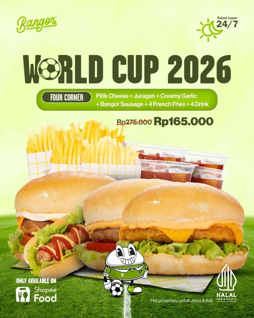 Burger Bangor World Cup Combo Mulai Rp 45.000, Nikmati Nobar Makin Seru!