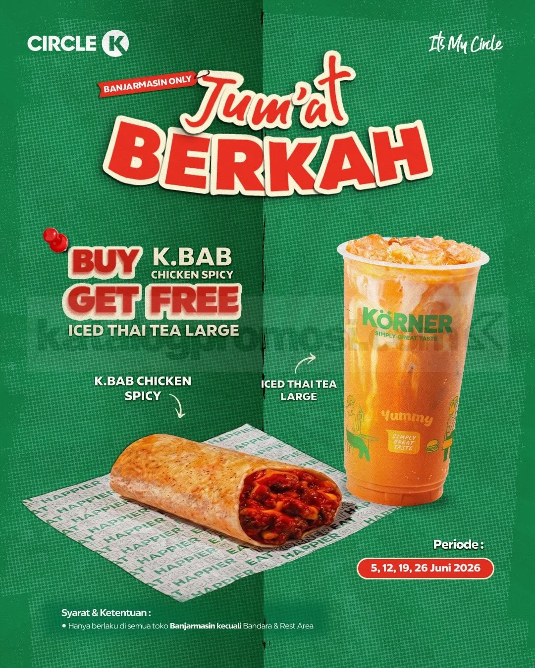 Circle K Banjarmasin: Kebab & Thai Tea Gratis, Promo Jumat Spesial!