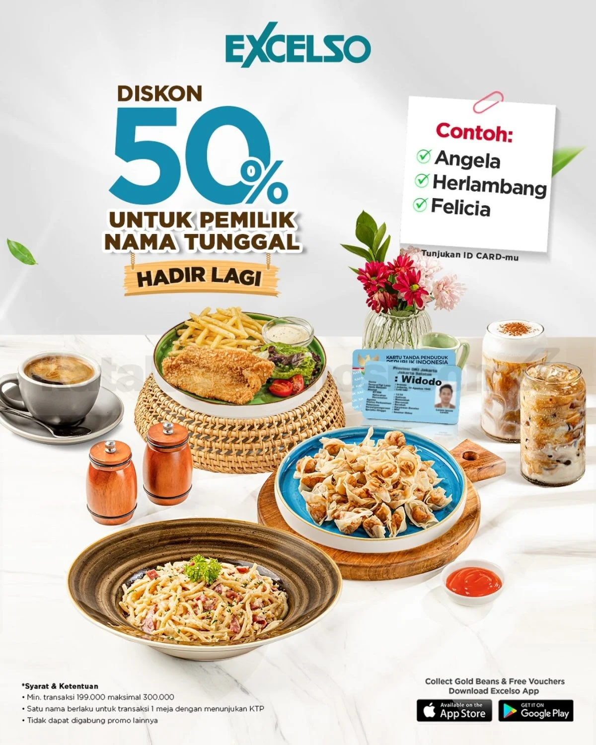 Excelso: Diskon 50% Nama Tunggal, 15-18 Juni 2026