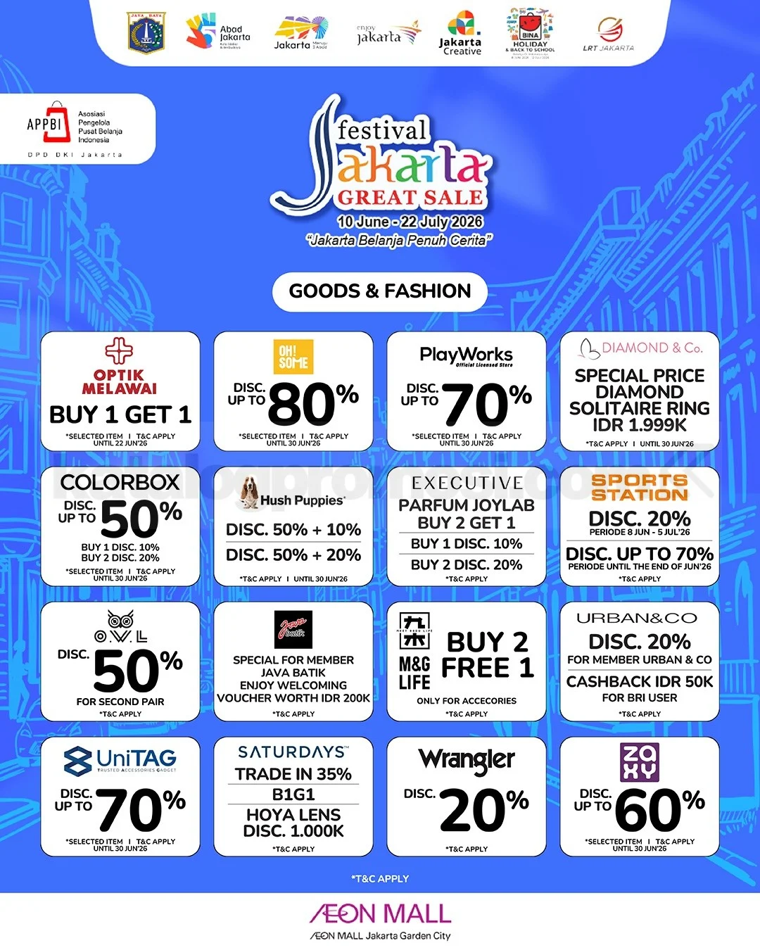 Festival Jakarta Great Sale 2026 di AEON MALL JGC: Diskon Hingga 70% & Hadiah AION V