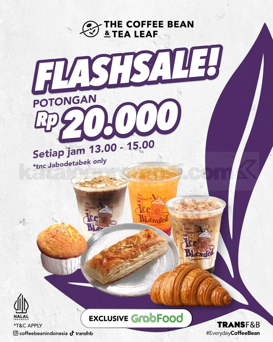 Flash Sale GrabFood: The Coffee Bean Diskon Rp20.000 Tiap Hari!