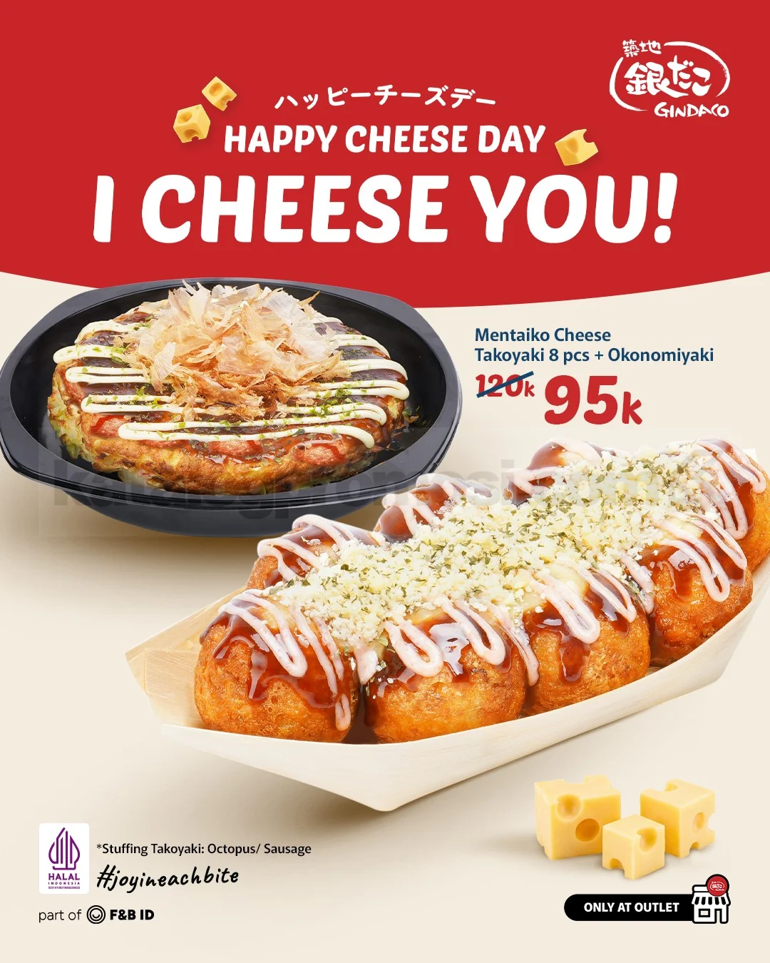 Gindaco Rayakan Hari Keju: Takoyaki & Okonomiyaki Rp 95.000