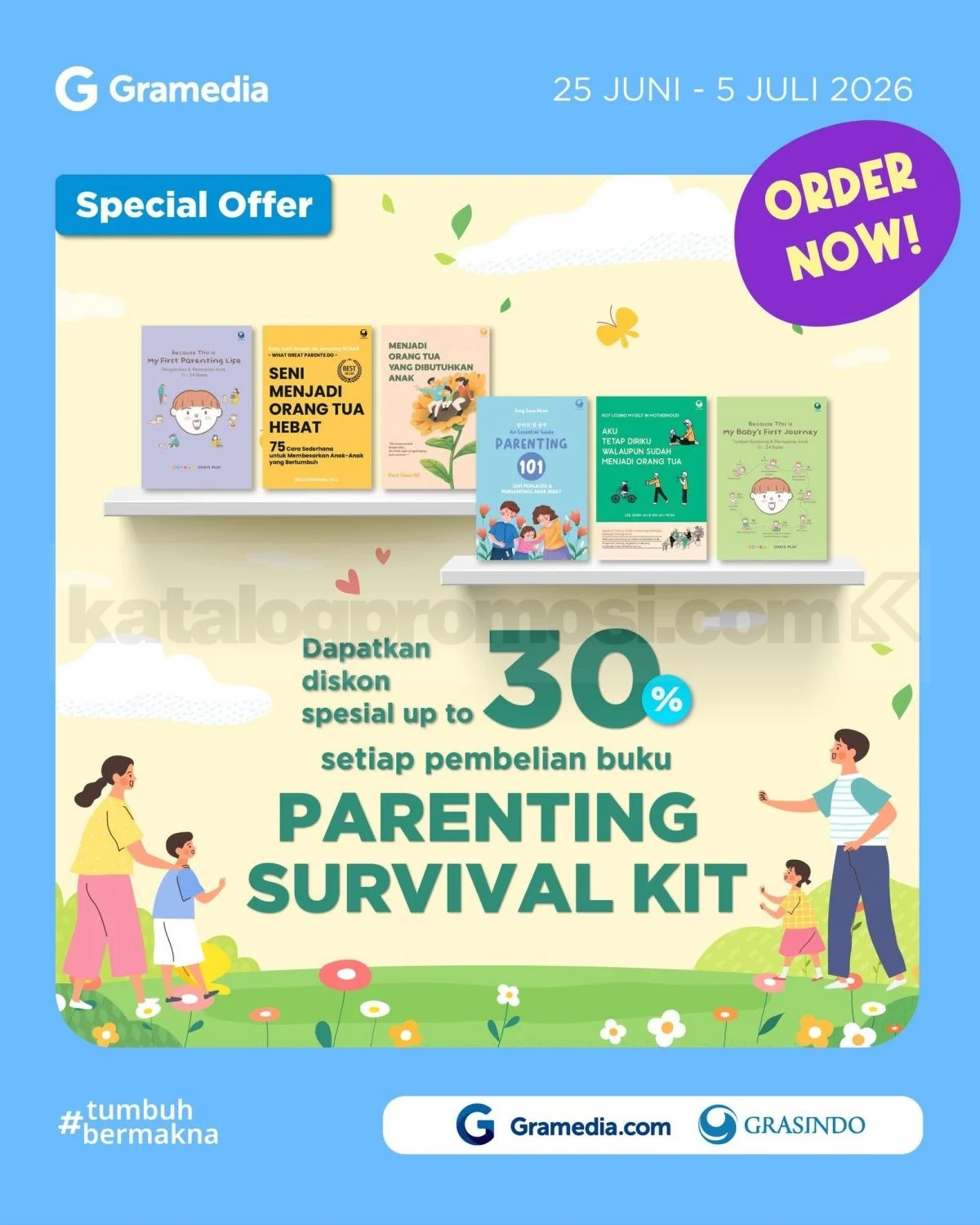 Gramedia: Diskon 30% Buku Parenting Survival Kit Juni-Juli 2026
