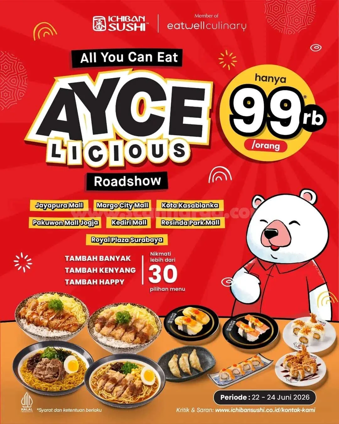 Ichiban Sushi: AYCE Licious Rp 99 Ribu, 22-24 Juni!