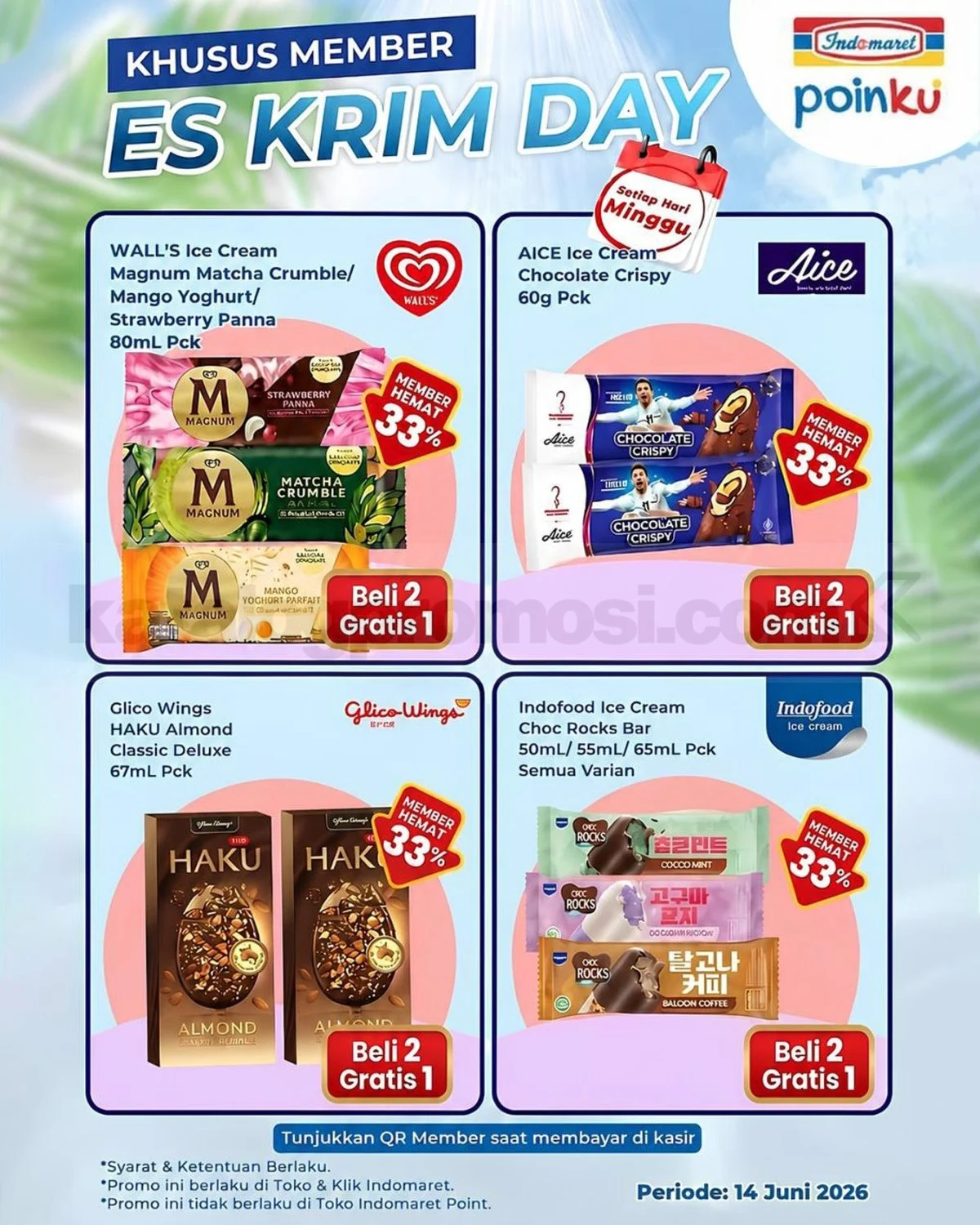 Indomaret Es Krim Day: Beli 2 Gratis 1 untuk Member 14 Juni!