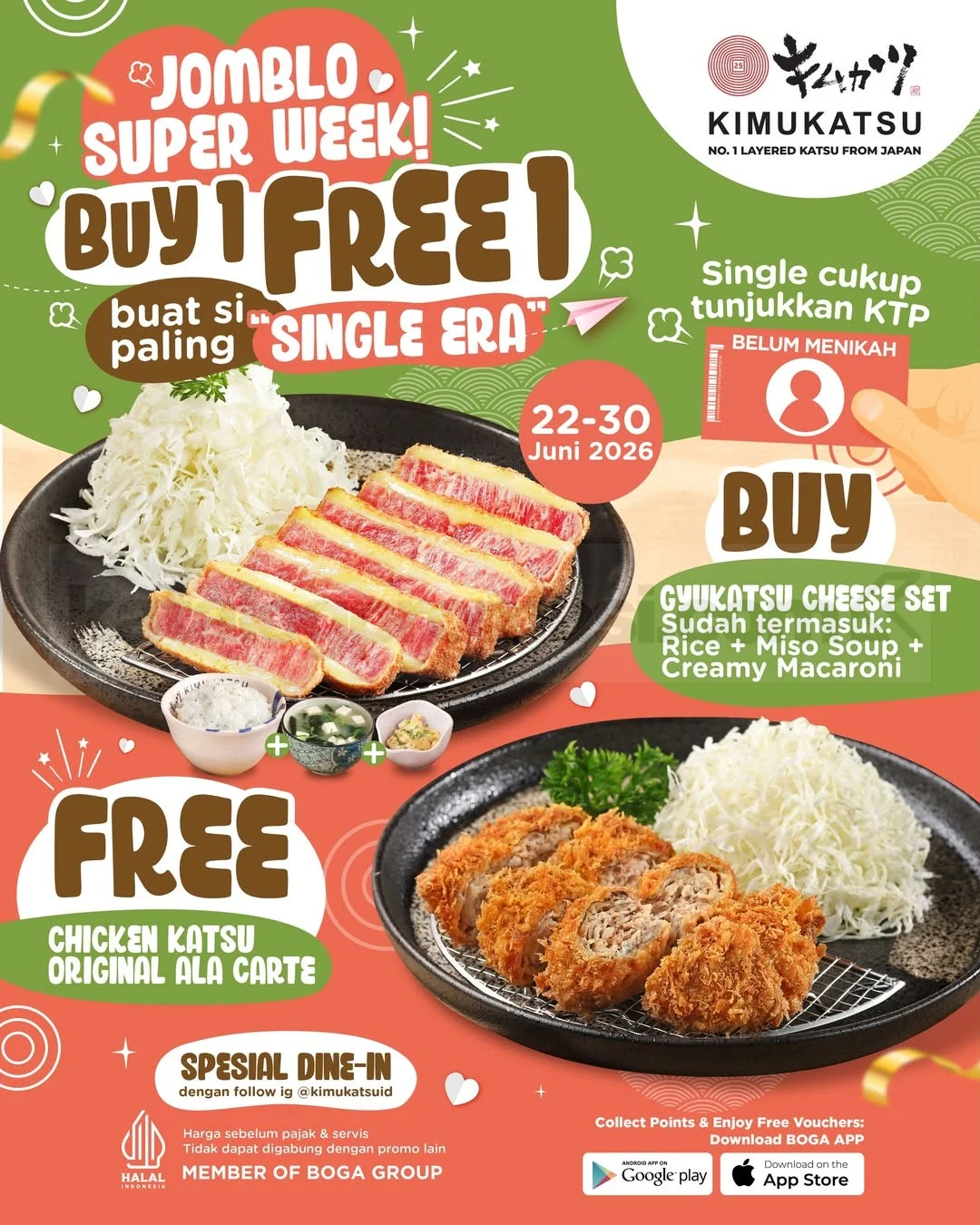Kimukatsu Tawarkan Promo Beli 1 Gratis 1 untuk Jomblo