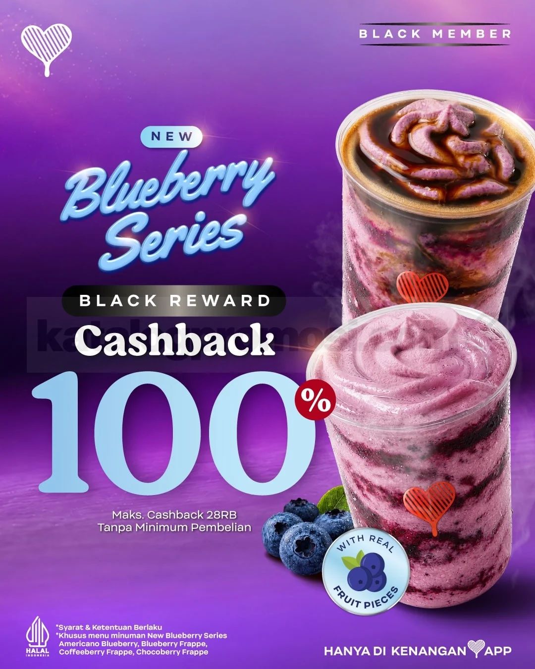 Kopi Kenangan: Cashback 100% Blueberry Series untuk Black Member