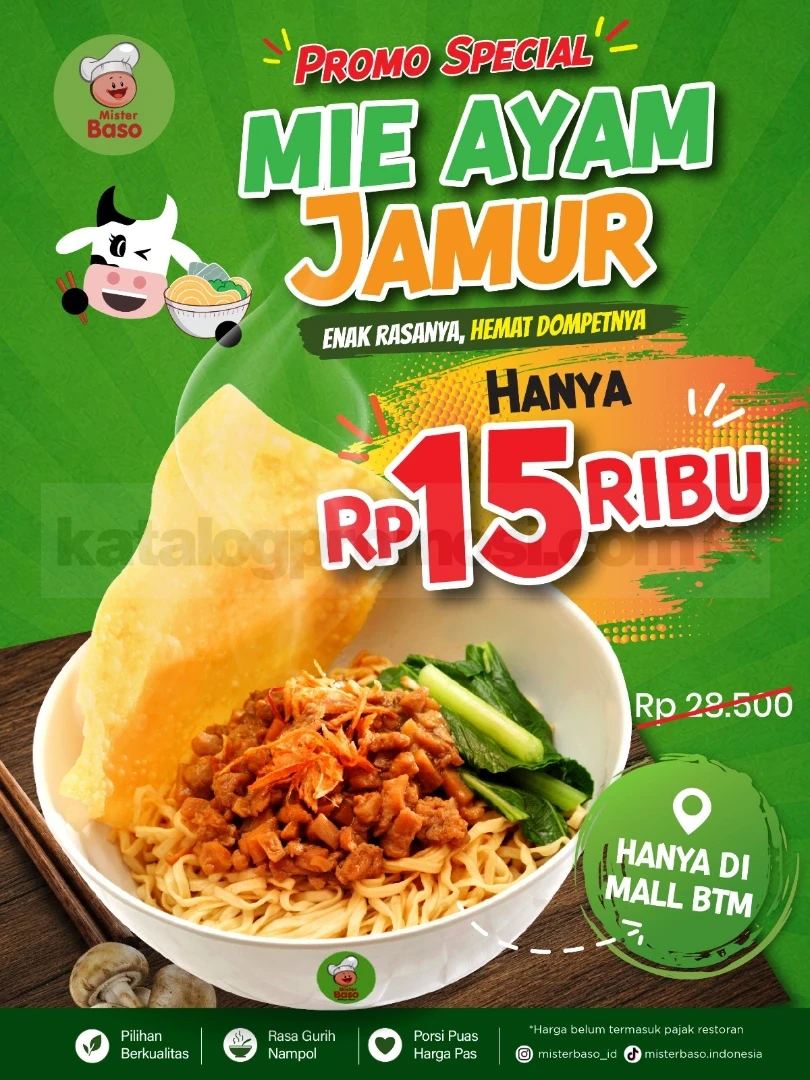 Mister Baso BTM: Mie Ayam Jamur Rp 15.000 Weekdays!