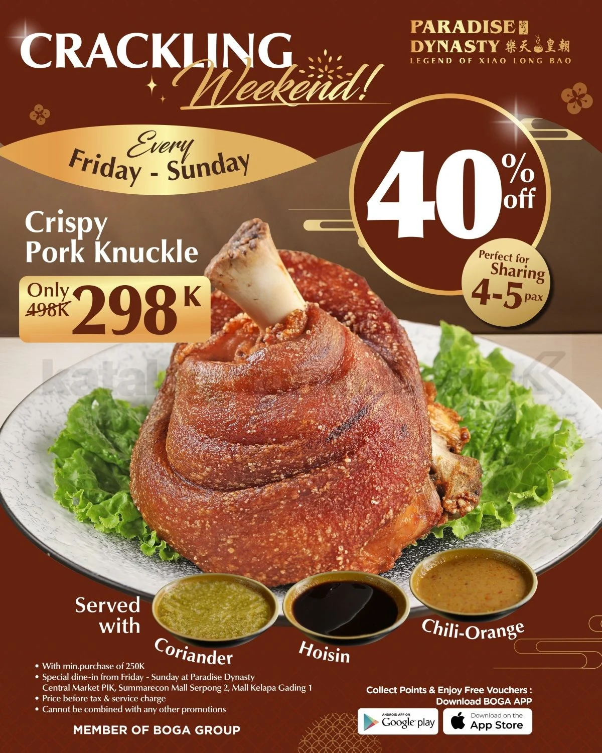 Paradise Dynasty Tawarkan Crispy Pork Knuckle Diskon 40% Tiap Akhir Pekan