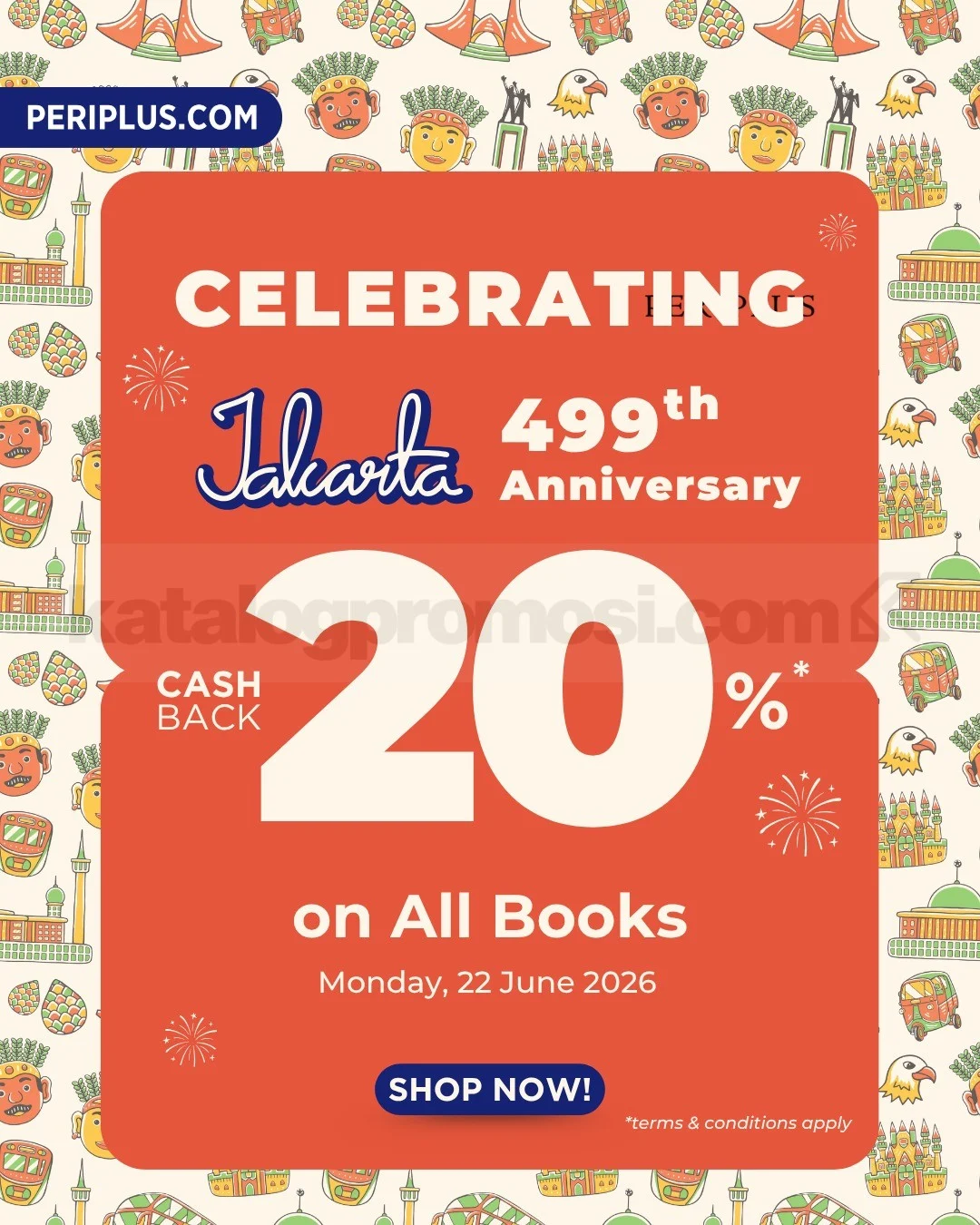 Periplus: Cashback 20% Buku Rayakan Ultah Jakarta 499