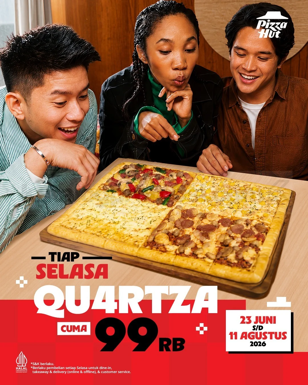 Pizza Hut QU4RTZA Hemat: Rp99 Ribu Tiap Selasa!