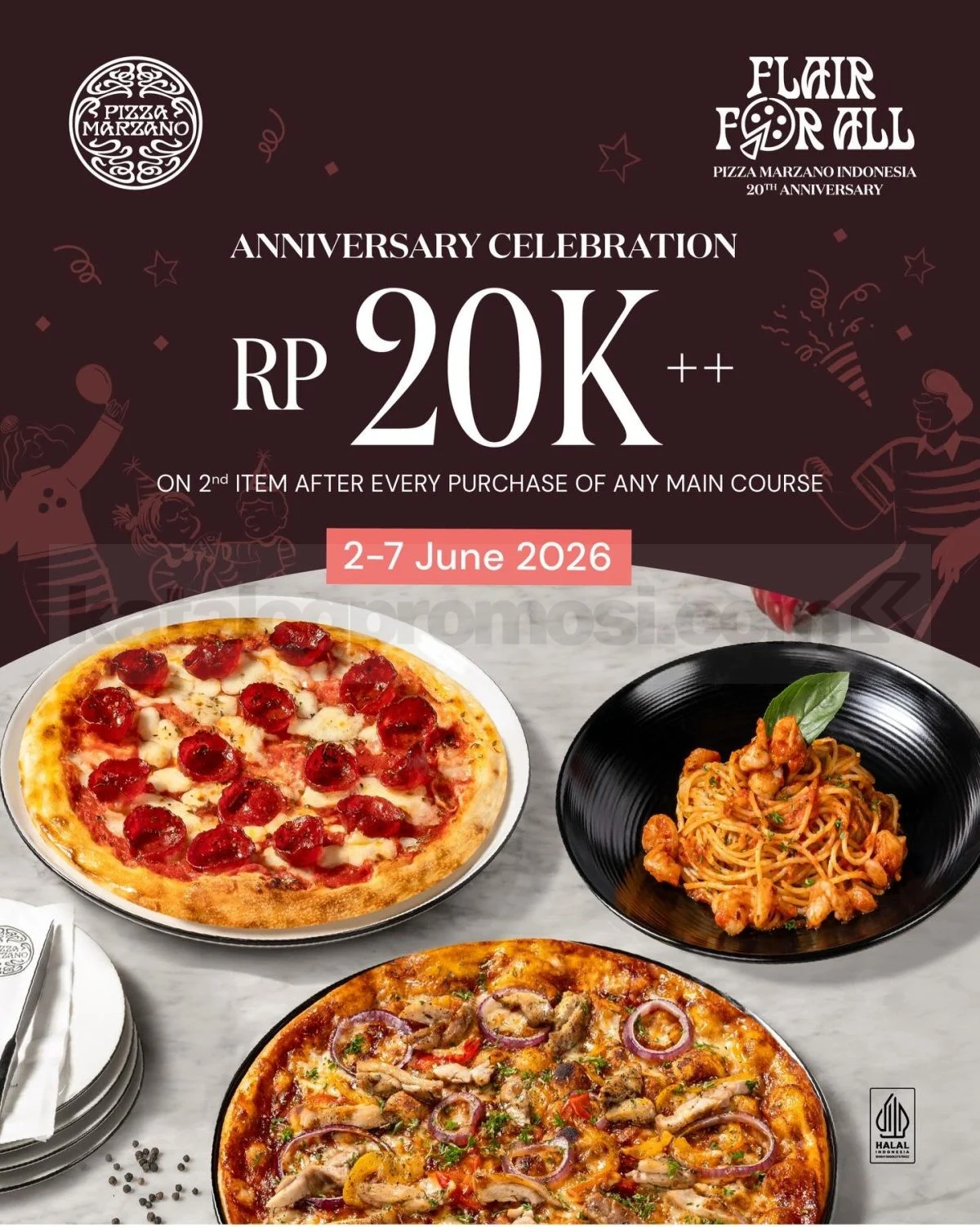 Pizza Marzano: Main Course Kedua Rp 20.000 di Ultah ke-20