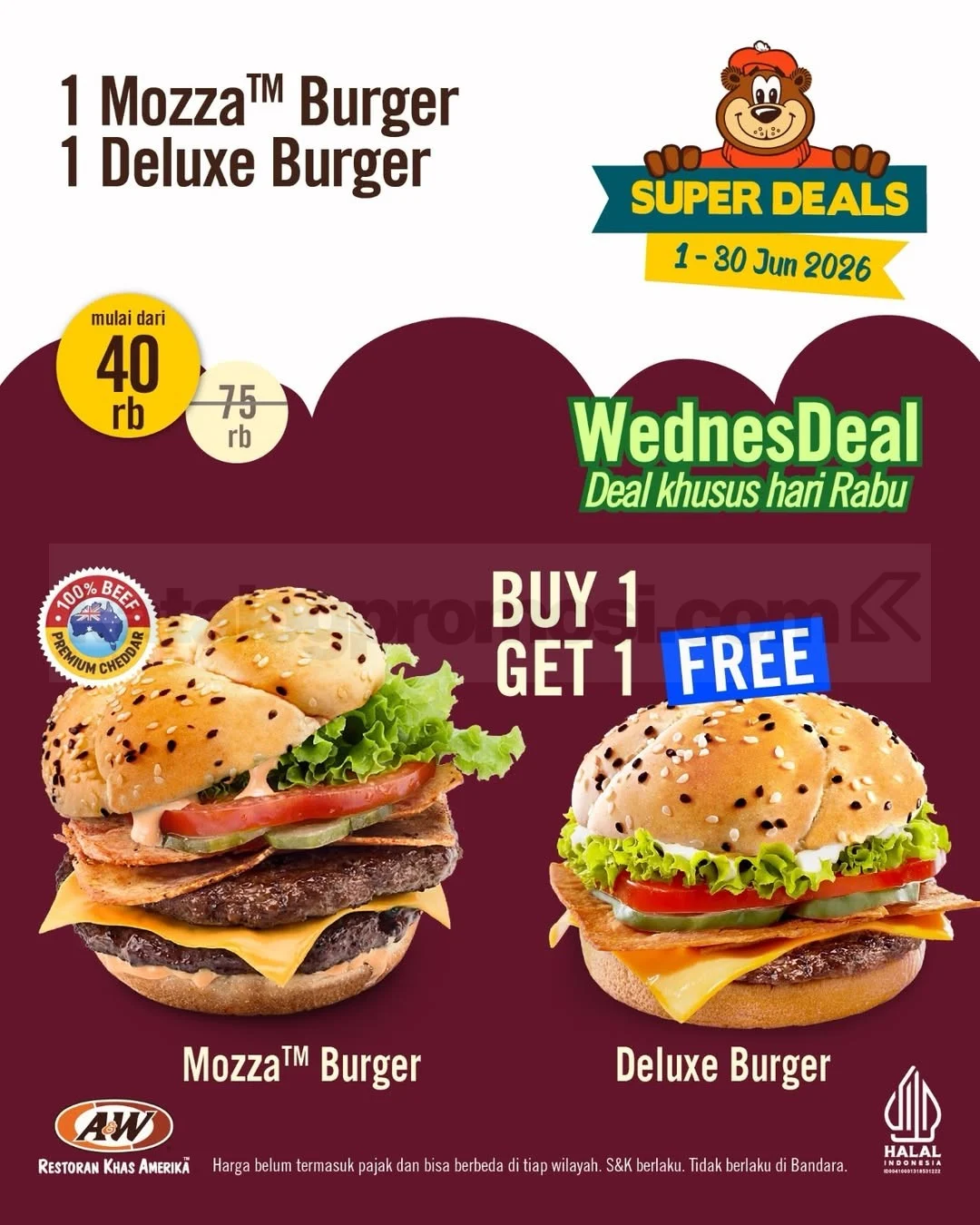 Promo A&W Super Deals JUNI 2026: Beli 1 Gratis 1 & Paket Hemat!