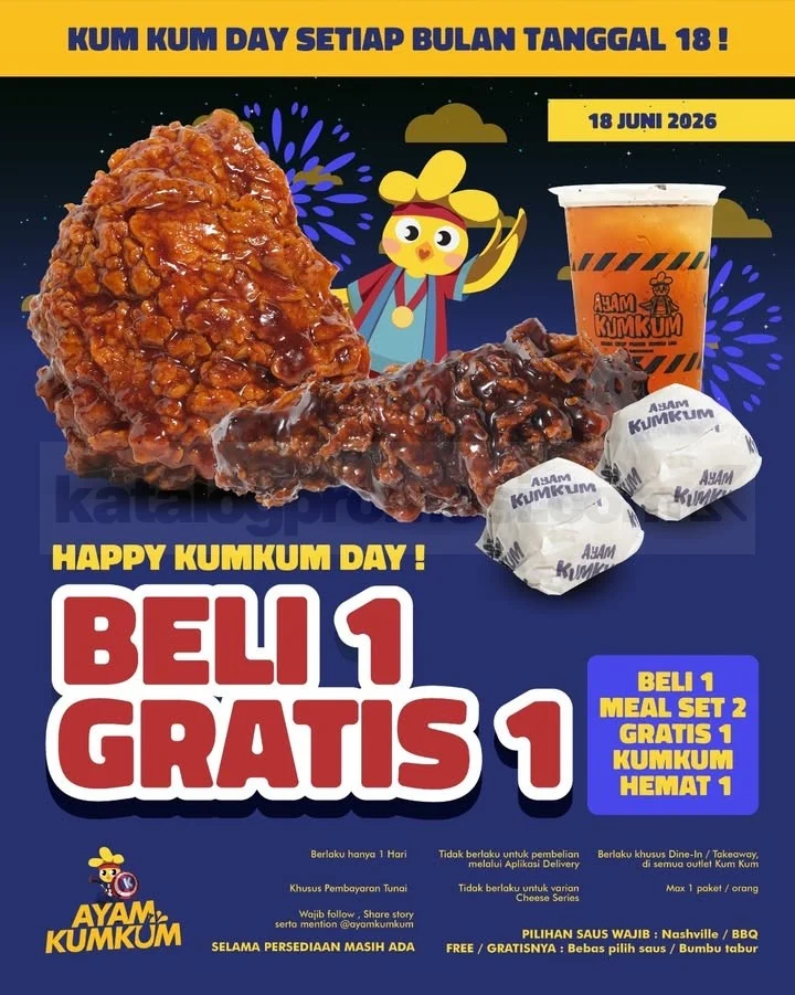 Promo Ayam KumKum: Beli 1 Gratis 1, Makan Puas 18 Juni!