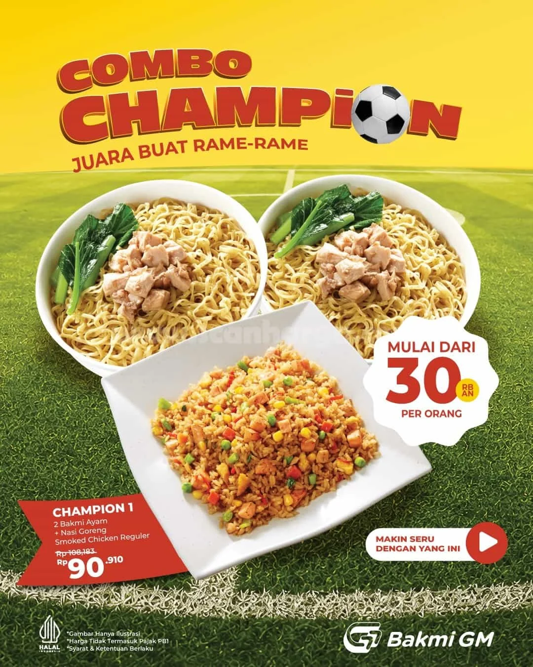 Promo Bakmi GM: Combo Champion Pesta Bola Mulai Rp 30 Ribu