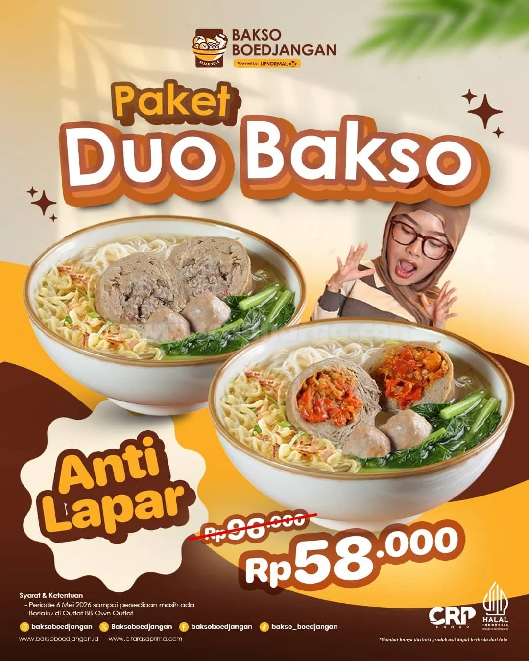 Promo Bakso Boedjangan: Paket Duo Hemat Rp 58.000!