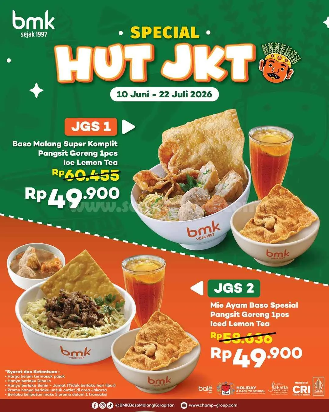 Promo BMK: Rayakan HUT Jakarta dengan Paket JGS Hemat!