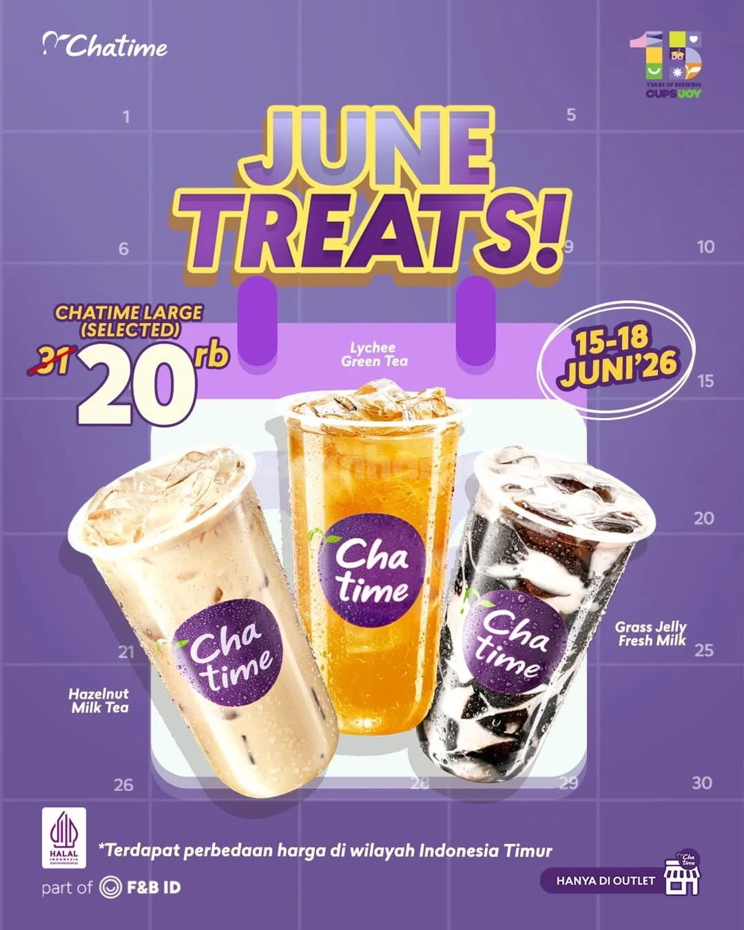 Promo Chatime Weekdays: Large Cuma 20 Ribu!