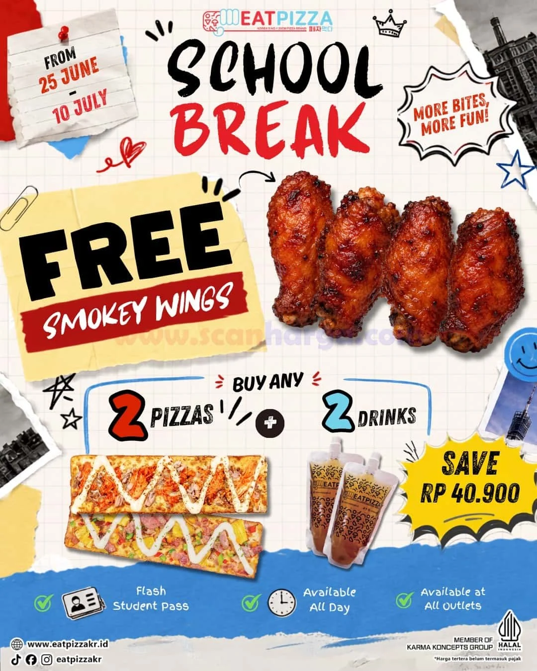 Promo Eat Pizza: Liburan Sekolah Makin Seru dengan Smokey Wings Gratis