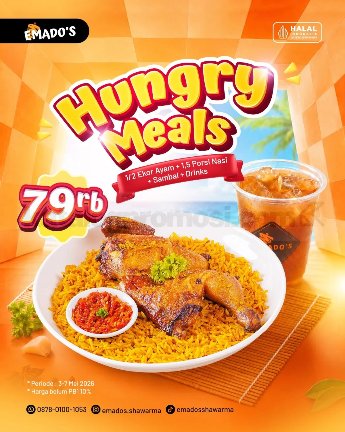 Promo Emados Hungry Meals: Ayam Panggang & Nasi Arab Rp 79 Ribu