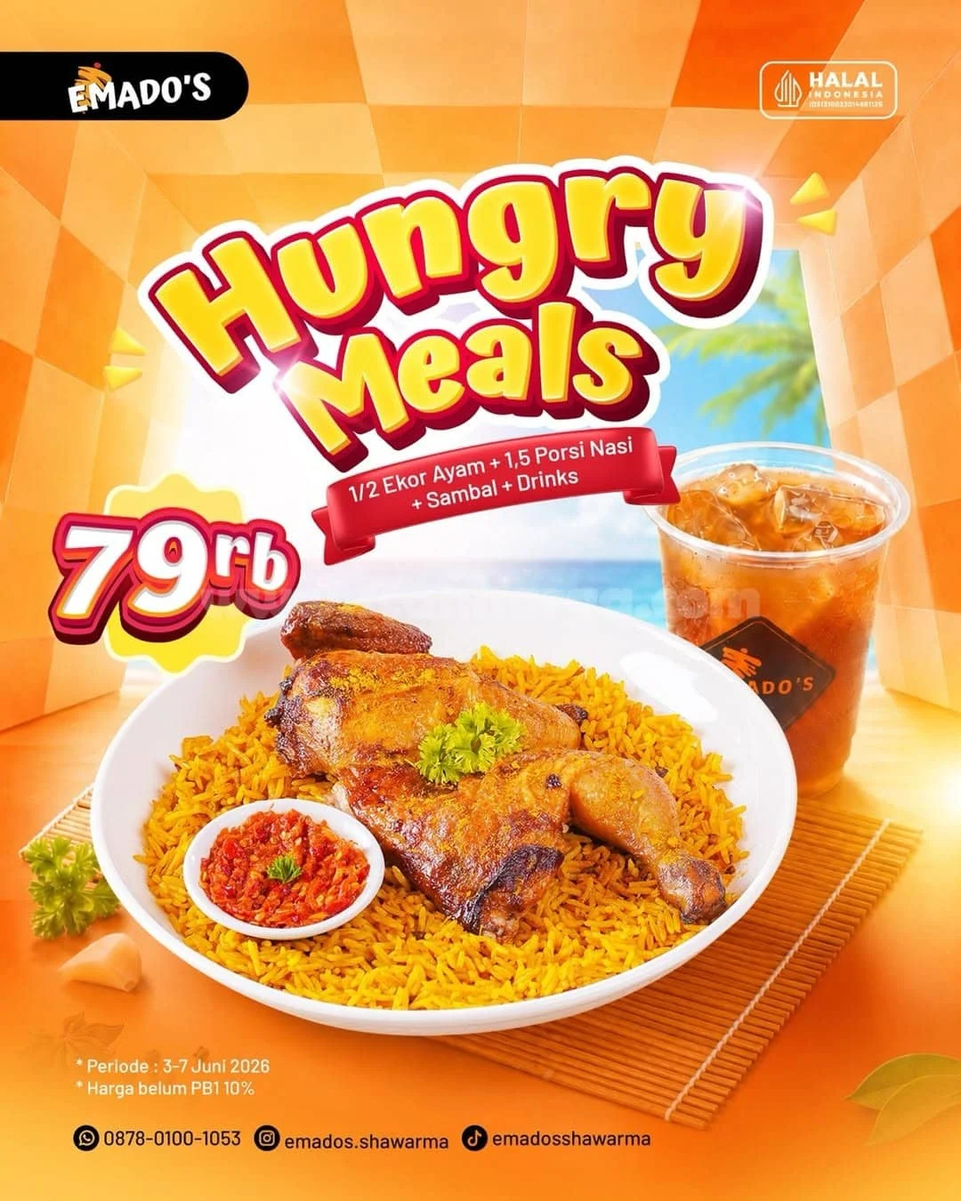 Promo Emados: Paket Hemat Ayam Panggang & Nasi Arab Hanya Rp 79.000