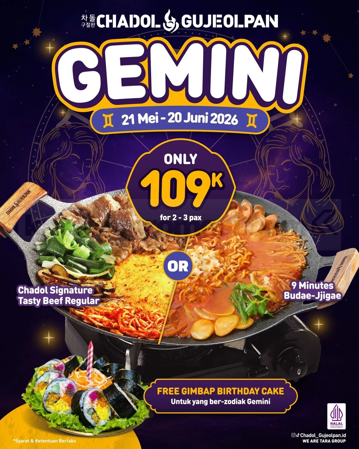 Promo Gemini Chadol Gujeolpan: Menu Spesial Rp 109.000 & Bonus Kue