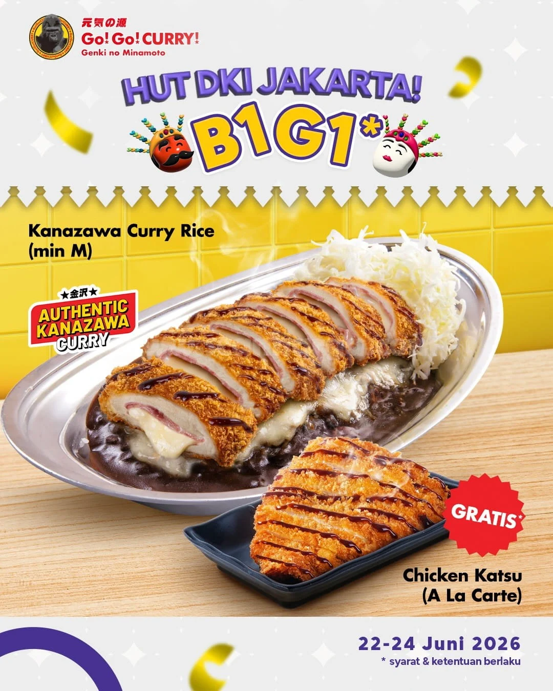 Promo Go! Go! Curry: Spesial HUT Jakarta 499, Beli 1 Gratis 1!