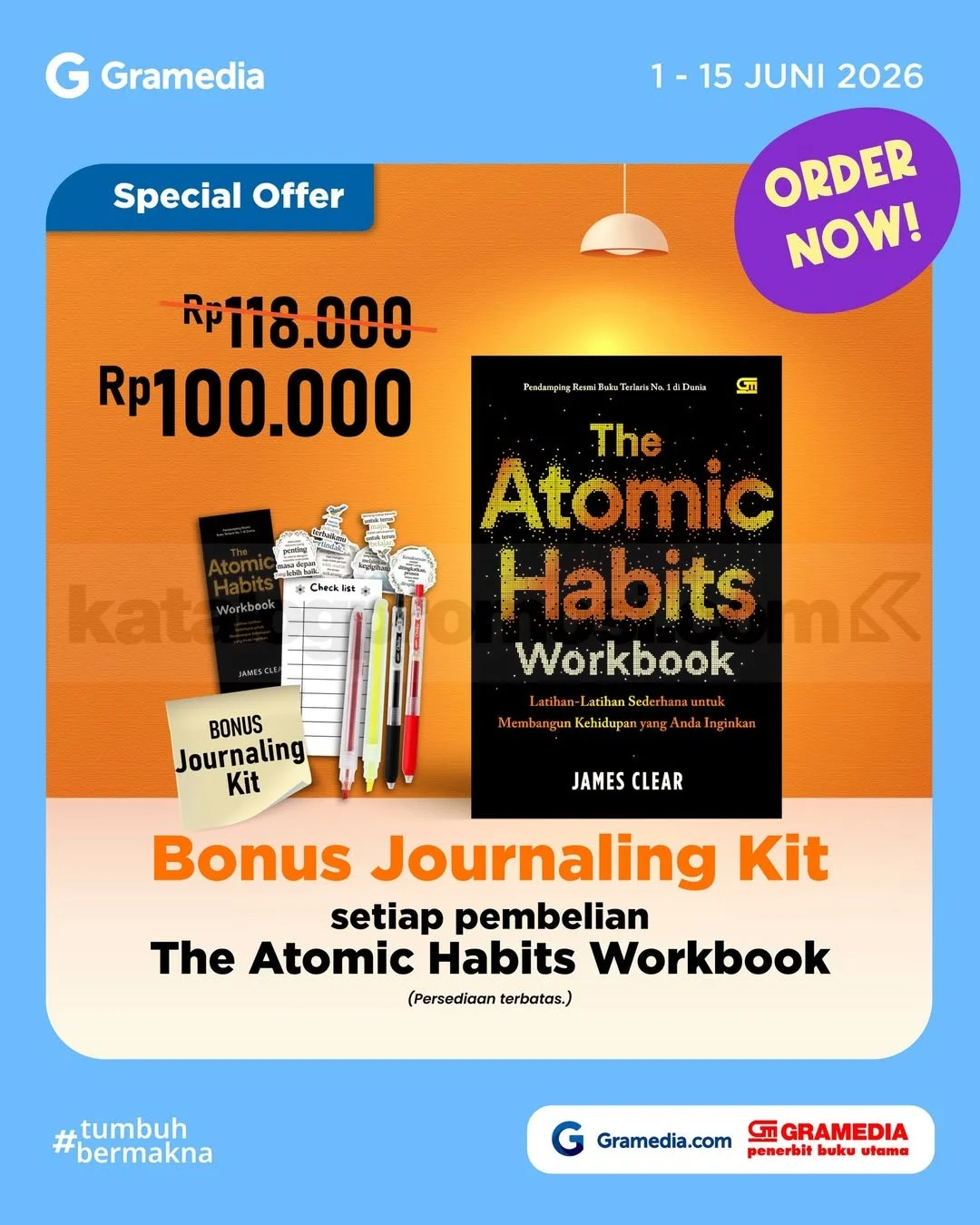 Promo Gramedia: Atomic Habits Workbook + Journal Kit Hemat