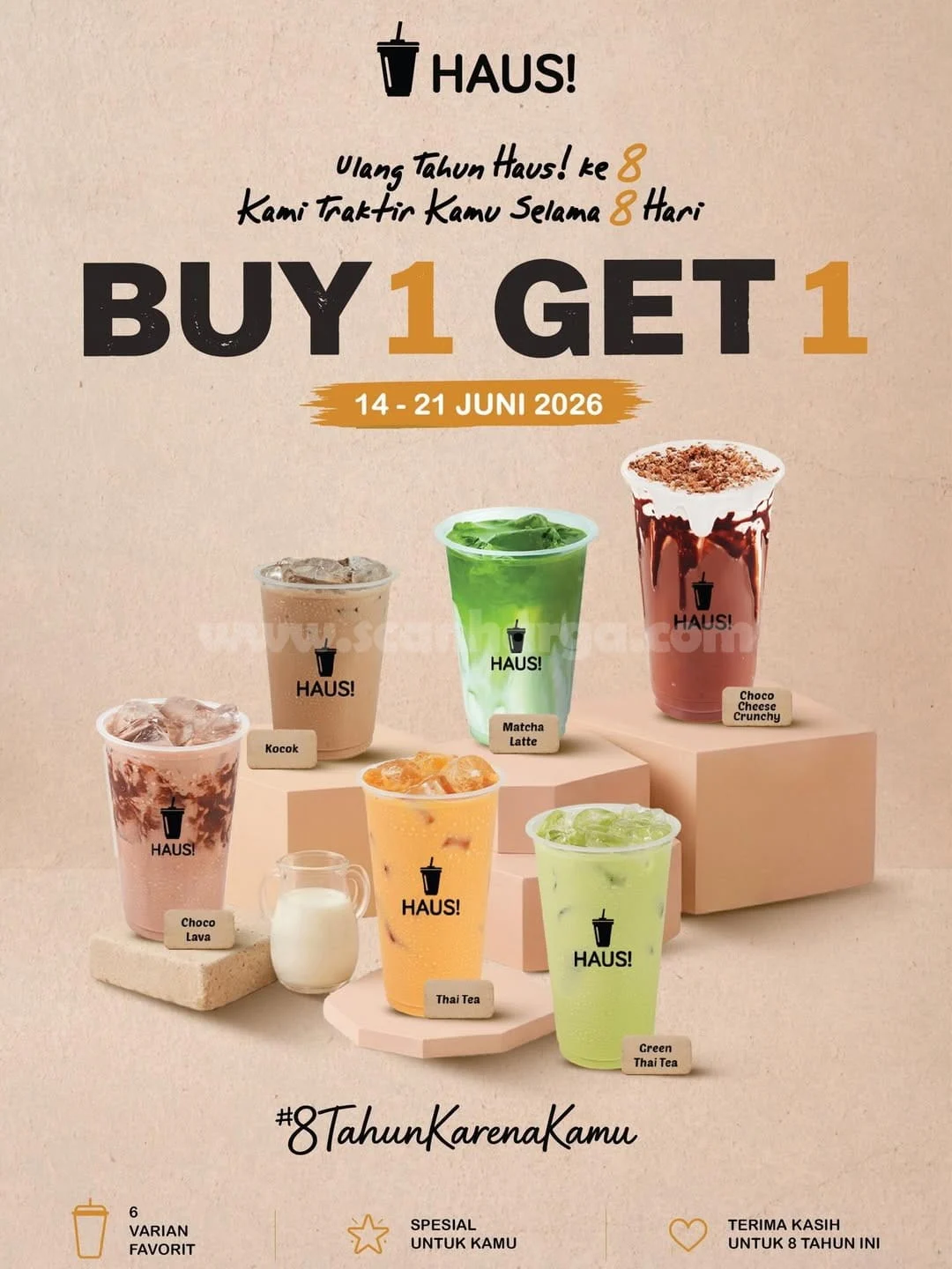 Promo Haus Anniversary: Beli 1 Gratis 1 Minuman Favorit